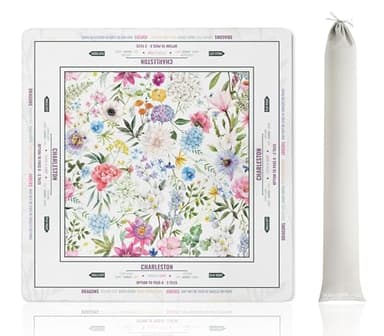 Mahjong Mat (33"x33") - Non-Slip Noise Reduction Gaming Mat for American Mahjong - Flower-Carnation-12