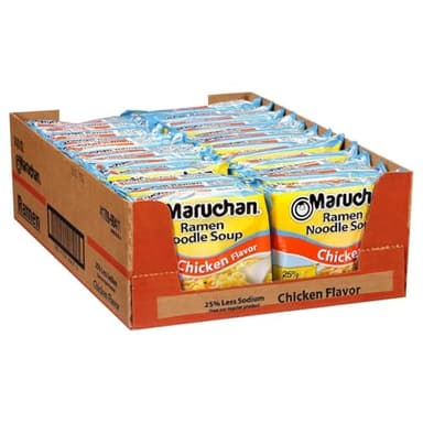 Maruchan Ramen Less Sodium Chicken, Instant Ramen Noodles, Ready to Eat Meals, 3 Oz, 24 Count