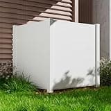 Air Conditioner Fence for Outside Privacy Fence Panels 48" Wx48 H, Pool Equipment Enclosure Ac Fence for Outside Privacy Screens Outdoor (2-Pack), White Vinyl Fence Trash Can Enclosure