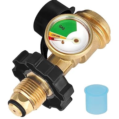 Aekops 100 lb Propane Tank Gauge Adapter, Propane Gauge for 100 lb Propane Tank, Universal Fit Pol to Qcc1 Propane Tank Adapter Converts Pol to Qcc1 - Old to New Connection Type, Solid Brass (1PC)