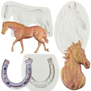 Sijiangmold Horse Silicone Mold Horseshoe Fondant Molds For Cake Decorating Cupcake Topper Chocolate Candy Polymer Clay Gum Paste Set Of 3