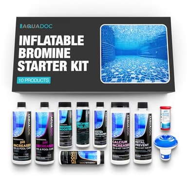 Inflatable Hot Tub Chemical Kit with Bromine Tablets - Inflatable Spa Starter Kit - Convenient Hot Tub Starter Kit & pH Control Kit - AquaDoc Inflatable Spa Chemicals
