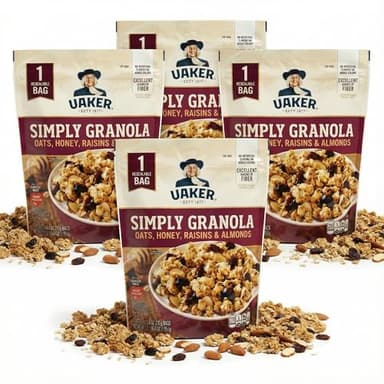 Simply Oats Granola with Honey, Raisins & Almonds, 34.5 oz Bags, 2 Count (2 Pack - 4 Bags Total)