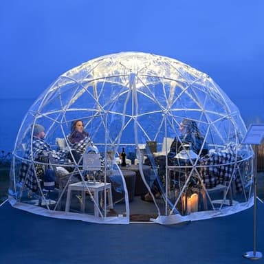 Hiedmeil Garden Dome Igloo Tent House Outdoor 12 FT, Dome Tents with PVC Cover and Garden Dome Mesh, Weatherproof Greenhouse Garden
