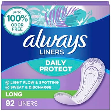 Always Daily Protect Liners, Long Length, 92 Count