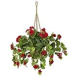 Nearly Natural 27-in. Geranium Artificial Hanging Basket Silk Plants, Red