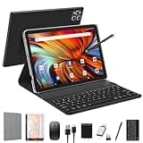 Android Tablet 2025 Latest Tablet 10 inch, Android 13 Tablet with Keyboard,128GB ROM 16GB RAM TF1TB Expand,Octa-Core Tablet with 5GWiFi,1080FHD,13MP+8MPCamera,Bluetooth5.0,GPS,Mouse,Case,Black