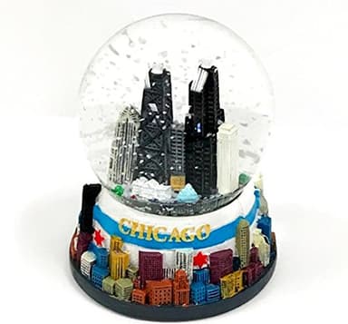 Chicago Flag and Skyline Snow Globe - 3 1/2 in.