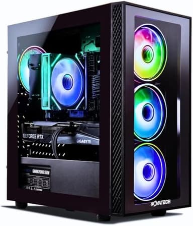 NOVATECH Phantom 2 - Prebuilt Gaming PC Desktop Computer - RTX 3050 - i7 Xeon 3.5GHz - 16GB RAM - 512GB M.2 SSD WiFi/BT, Win 11 Pro - Gaming Computer Tower, Pre Built PC Gaming - 1 Year Warranty