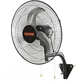 VEVOR 18 inch Wall Mount Fan Oscillating, 3-speed High Velocity Max. 4000 CFM Industrial Wall Fan for Indoor, Commercial, Residential, Warehouse, Greenhouse, Workshop, Basement, Black, ETL Listed