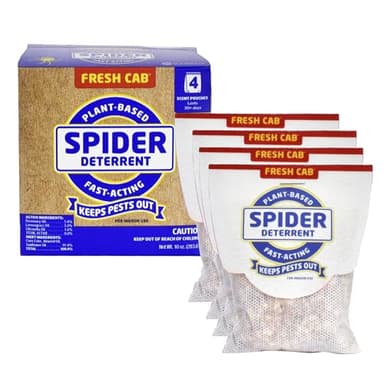 Fresh Cab Spiders Deterrent - Indoor Botanical Pest Deterrent - Safe for Kids & Pets When Used as Directed - Made with Rosemary Essential Oil - 4-Pack