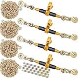 VEVOR Ratchet Chain Binder, 5/16"-3/8", 7100 lbs Load Limit & 4100 lbs G80 Chain, Heavy Duty Load Binders, Detachable Anti-Skid Handle, Tie Down Hauling Chain Binders for Flatbed Truck Trailer, 4 Set