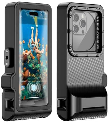 Waterproof Phone Case for Snorkeling - Underwater Touchscreen Housing, Universal Underwater Photo&Video Diving Case for iPhone 17/16/15/14 Pro Max Samsung Galaxy S25/S24 Ultra Up to 6.9'' Black