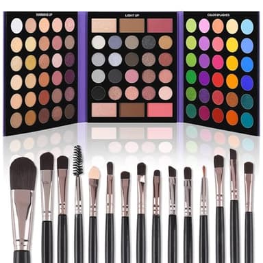 UCANBE Eyeshadow Palette with 15Pcs Brushes Makeup Set, Pigmented 86 Colors Make Up Sets Valentine's Day Gift, Matte Shimmer Glitter Eye Shadow Pallet Highlighter Contour Blush Powder Brush Beauty Kit