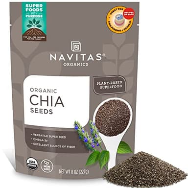 Navitas Organics Chia Seeds – For Chia Pudding, Smoothies, Baking, Salads & More – Omega 3, Fiber, Minerals - USDA Organic, Non GMO, Kosher, Gluten Free, Keto (8oz. Bag, 8 Servings)