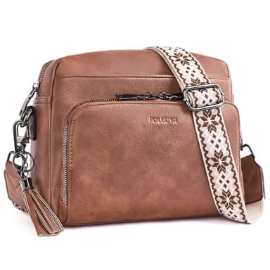 POIUGOYA Crossbody Purses for Women Trendy,Vegan Leather Medium Crossbody Bag,Women's Crossbody Travel Purse Built in Wallet