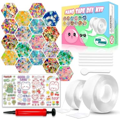 Nano Tape Bubble Kit, Nano Squishy Making kit Tape Bubbles, Arts and Craft DIY Stress Ball Making kit and Crafts for Kids Ages 8-12 Year Bubble Craft Kit Toys 2PCS (2"&1.2")