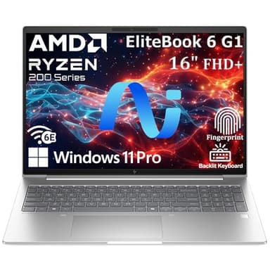 HP EliteBook 6 G1a AI PC | 16" Business Laptop | AMD Ryzen 5 220 | 32GB DDR5 RAM |1TB SSD | WUXGA Anti-Glare Display | Fingerprint Reader | Thunderbolt 4 | Windows 11 Pro | Backlit Keyboard
