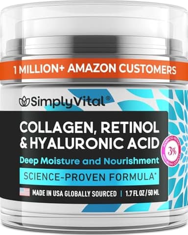 Anti-Aging Face Moisturizer with Retinol, Collagen & Hyaluronic Acid - Made in USA - Moisturizer Face Cream for Women & Men - Firming & Hydrating Neck Cream - Day & Night Skin Care - 1.7 fl oz