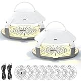 Rechargeable Flea Traps for Inside Your Home 2 Pack, Upgrade Indoor Electric Flea Trap with LED Light, Flea Insect Infestation Treatment Trap for Home and Garage W/8 Sticky 6.5” Disc Refills