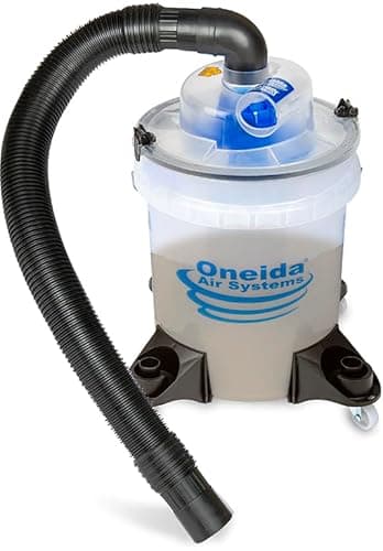 Oneida Dust Deputy Low-Pro Deluxe Lid Dust Separator Kit with Clear 5-Gallon Dust Collection Bucket, 3 ft Hose, 2.5 in Adapter, & Mounted Casters for Shop Wet Dry Vacuums - Made in USA
