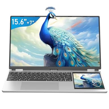 ZWYING 15.6" Dual Screen Laptop+7" Small Touch Screen,Paired with High-Speed Alder Lake N95 CPU (up to 3.4GHz) DDR4 16GB RAM 512GB SSD,with Color Backlit KB/Win 11 Pro (16G+512GB)
