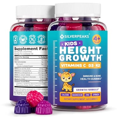 Height Growth Gummies for Kids - Growth Vitamins for Teens, Height Increase Multivitamin for Boys & Girls with Calcium Vitamin D C K2 Magnesium Zinc, Natural Height Growth Maximizer Supplement, 60 PCS