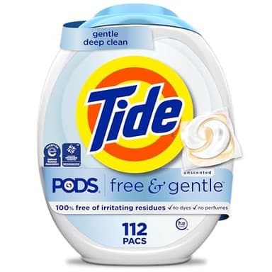 Tide PODS Free & Gentle Laundry Detergent Soap Pacs, 112 Count, Tide PODS Laundry Detergent, Laundry Detergent Pacs, Laundry PODS Detergent