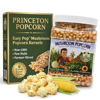 Princeton Popcorn Signature Easy Pop™ Mushroom Popcorn Kernels – New 2026 Ultra-Premium Variety, Pops Large & Round, Easy-Popping with Fewer Hulls, Non-GMO, No Glyphosate, Farmer-Direct, Made in USA (32 oz)