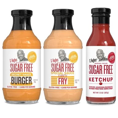 G Hughes Sugar Free Burger Sauces Variety Pack - Special Sauce for Burgers & Fries, Gluten Free Sauces, No Sugar - Burger Secret Sauce, Fancy Fry Special Sauce, & Ketchup (3 Pack)