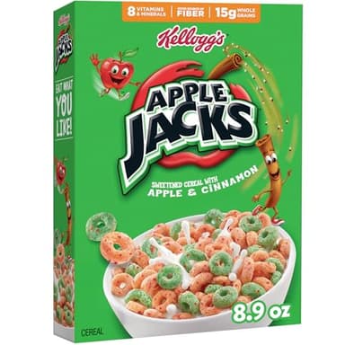 Kellogg's Apple Jacks Breakfast Cereal, Kids Cereal, Family Breakfast, Original, 8.9oz Box (1 Box)