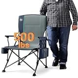 TIMBER RIDGE Oversized Folding Camping Chair High Back Heavy Duty for Adults Support up to 500lbs with Cup Holder, Side Pocket Cooler Bag