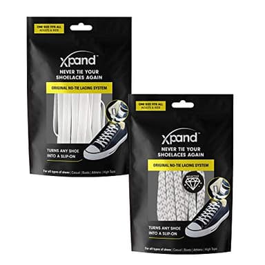 Xpand No Tie Shoelaces System with Elastic Laces - One Size Fits All Adult and Kids Shoes 2-Pack