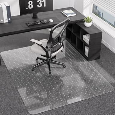 Office Chair Mat for Low Pile Carpet with Lip, 48" x 60" Clear Heavy Duty Plastic Floor Protector for Smooth Rolling Desk & Computer Chairs, Under Desk Chair Mat for Home Office