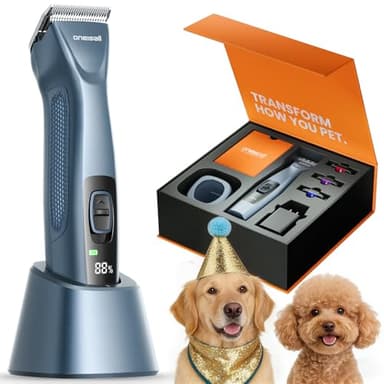 oneisall Professional Dog Grooming Clippers, Cordless Professional Dog Clippers for Grooming, 2-Speed Heavy Duty Clippers for Thick Curly Matted Coats, Detachable A5 Blade, Detachable Batteries