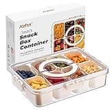 Snack Box Container, Dishwasher Safe Fruit Storage Containers, Divided Serving Tray with Lid for Veggie, Candy and Nuts Organizer, Snackle Charcuterie Boxes for Kids, Adults Travel, Party and Picnic