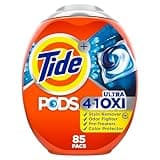 Tide PODS Liquid Laundry Detergent Soap Pacs, 4-n-1 Ultra Oxi, HE Compatible 85 Count, Built in Pre-Treater for Stains