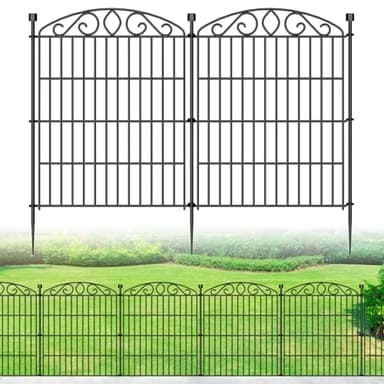 Garden Fence 12 Panel - 30in H x 23.6ft L, No Dig Rustproof Metal Tall Animal Barrier for Dogs Rabbits, Decorative Outdoor Border for Yard, Patio, and Flower Beds
