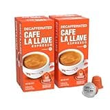 Cafe La Llave Decaf Espresso Pods: 40 Dark Roast Latin-Style Coffee Capsules, Intensity 11, Compatible with Nespresso Original Line Machines - Bold, Rich Flavor, Recyclable Aluminum