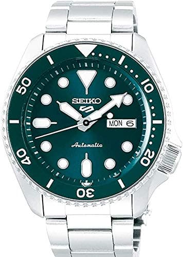 SEIKO SRPD61 Automatic Watch for Men - 5 Sports - Green Sunray Dial, Day/Date Calendar, LumiBrite Hands & Markers, and Rotating Bezel, 100m Water-Resistant