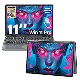 Svikou 11" Touchscreen 2-in-1 Convertible Gray Laptop for Business&Students, in tel N100 CPU,16G DDR4 RAM,512G SSD,FHD 1920 * 1200 IPS,Win 11 Pro PC,Backlit Keyboard, WiFi, Type-C,HDMI, Oval Trackpad