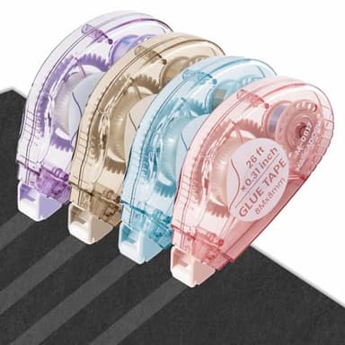 Glue Tape for Scrapbooking, Scrapbook Tape 4 Pcs, Double Sided Tape Roller for Crafts, 26 Ft x 0.31 In Tape Runner, Junk Journal Supplies, Scrapbook Supplies & Craft, Photo, Easter Basket Essentials