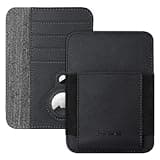 HiWe Passport Holder with AirTag Slot, Minimalist RFID Passport Holder for Travel, Leather Passport Wallet Cover Case for Men & Women, 4 Slots, 1 Pocket, Black