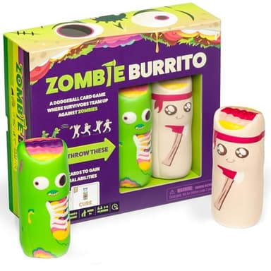 Exploding Kittens Zombie Burrito 3-6 Players - Ages 7+ - 15 Minutes to Play - Dodgeball Zombie Card Game - Party Game, Family Game Night, Kid and Adult Card Game