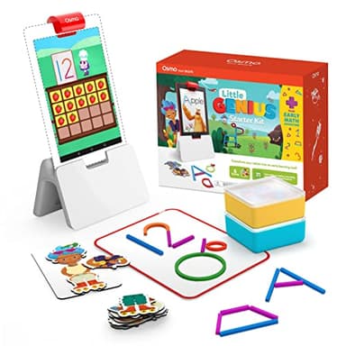 Little Genius Starter Kit for Fire Tablet + Early Math Adventure - 6 Educational Games-Counting, Shapes & Phonics-STEM Gifts-Ages 3 4 5(Tablet Base Included)