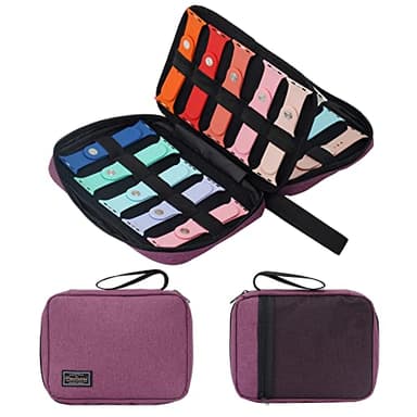 PACMAXI 20 Watch Bands Storage Carrying Case Compatible with Watches,Expandable Watch Band Holder Stores 20 Watch Bands Fit for Most Sizes of Watch Straps,Organizer for Watch Bands, Bag Only (Purple)