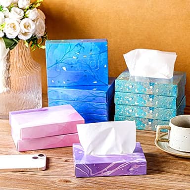 Yinder 24 Packs 960 Sheets Tissue Cube Car Facial Boxes Disposable Facial Travel Tissues Holder Soft Watercolor Boxes 2 Ply 40 Sheets for Wedding Household Car Kitchen Bathroom(Stylish)
