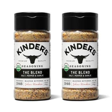 Kinder's Organic The Blend (Salt, Pepper and Garlic), Premium Quality Seasoning, MSG Free and USDA Certified Organic, 3.5oz 2 Pack