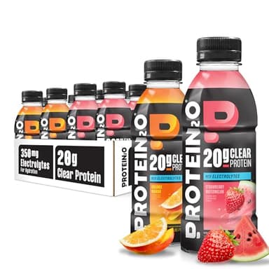 Protein2o 2-in-1 Clear Whey Protein & Electrolyte Beverage, 20g Protein, Gluten-Free, Keto, 16.9 fl oz Bottles (12 Count Variety Pack)