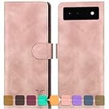 DJBull for Google Pixel 6 Wallet case with Credit Card Holder, [RFID Blocking] PU Leather Phone case Shockproof Cover Women Men for Pixel6 case Rose Gold